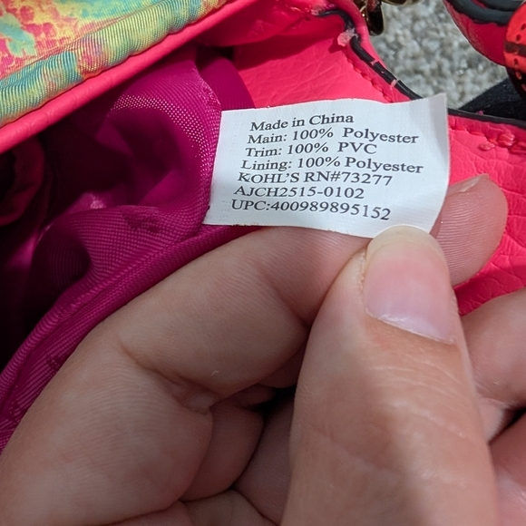 Juicy Couture Neon Pink & Multi-color Faux Snake Skin Flap Envelope Crossbody - Picture 7 of 10